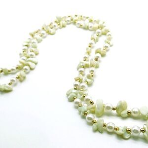 Baroque Freshwater Pearl Necklace Gold-tone Spacer Beads Long